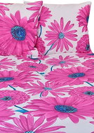 4sleep Linen satin - 140 × 200 + 70 × 90 cm - Flowers pink 245-2 - Bed Linen