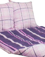 4sleep Linen satin - 200 × 200 + 2 × 70 × 90 cm - Káro purple 209-2 - Bed Linen