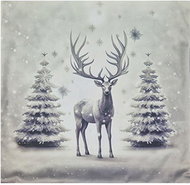 4sleep Christmas Pillowcase 40 × 40 zipped velour - Deer grey - Pillowcase