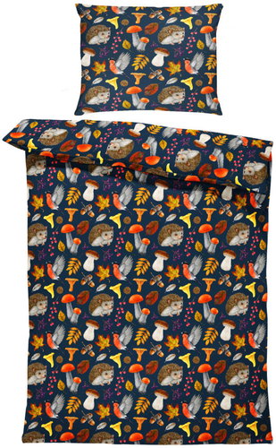 IMPAR Bed linen Mushrooms and hedgehog, 140 × 200 cm + 90 ×70 cm - Bed Linen - Main image