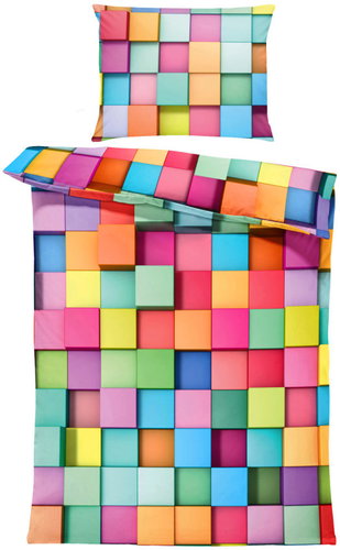IMPAR Bed linen coloured cubes, 140 × 200 cm + 90 ×70 cm - Bed Linen - Main image