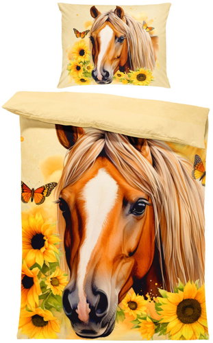 IMPAR Bed linen Horse and sunflower, 140 × 200 cm + 90 ×70 cm - Bed Linen - Main image