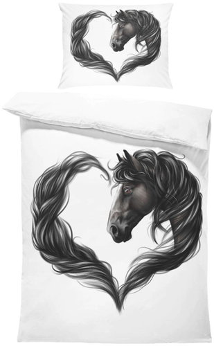 IMPAR Bed linen Horse heart black, 140 × 200 cm + 90 ×70 cm - Bed Linen - Main image