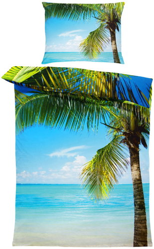IMPAR Bed linen Beach with palm tree, 140 × 200 cm + 90 ×70 cm - Bed Linen - Main image