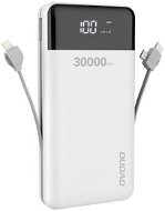 Dudao K1Max 30 000 mAh, 2× USB + kábel Lightning / USB-C / Micro USB, biela - Powerbank