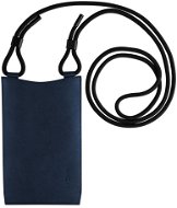 FIXED Verona s čiernou šnúrkou pre mobilné telefóny do 7" tmavo modré - Puzdro na mobil