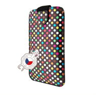 FIXED Soft Slim Cover aus PU-Leder mit Verschluss - Größe 6XL+ - Motiv: Rainbow Dots - Handyhülle