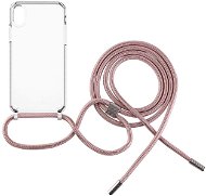 Kryt na mobil FIXED Pure Neck s ružovou šnúrkou na krk pre Apple iPhone XR - Kryt na mobil