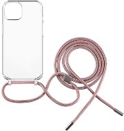 Kryt na mobil FIXED Pure Neck AntiUV s ružovou šnúrkou na krk na Apple iPhone 13 - Kryt na mobil