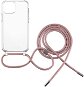 Handyhülle FIXED Pure Neck AntiUV Cover mit rosa Lanyard für Apple iPhone 13 mini - Kryt na mobil