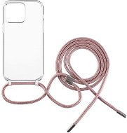 Handyhülle FIXED Pure Neck AntiUV Cover mit rosa Lanyard für Apple iPhone 13 Pro Max - Kryt na mobil
