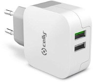 CELLY travel charger TURBO 2 USB ports white - AC Adapter