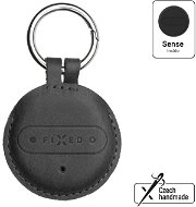 FIXED Sense with black leather case and carabiner - Bluetooth Chip Tracker