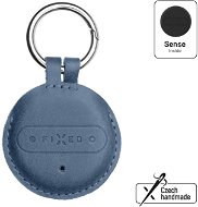 FIXED Sense with blue leather case and carabiner - Bluetooth Chip Tracker