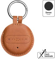 FIXED Sense with brown leather case and carabiner - Bluetooth Chip Tracker