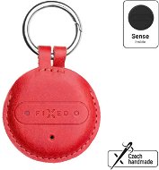 FIXED Sense with red leather case and carabiner - Bluetooth Chip Tracker