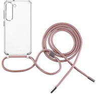 Handyhülle FIXED Pure Neck AntiUV mit rosa Lanyard für Samsung Galaxy S23 - Kryt na mobil