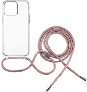 FIXED Pure Neck AntiUV Apple iPhone 15 Pro tok rózsaszín nyakzsinórral - Telefon tok