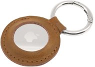 AirTag Key Ring FIXED Case for AirTag made from Genuine Cowhide Leather with Carabiner, Brown - AirTag klíčenka