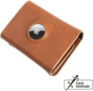FIXED Tripple Wallet für AirTag aus echtem Rindsleder - braun - Portemonnaie