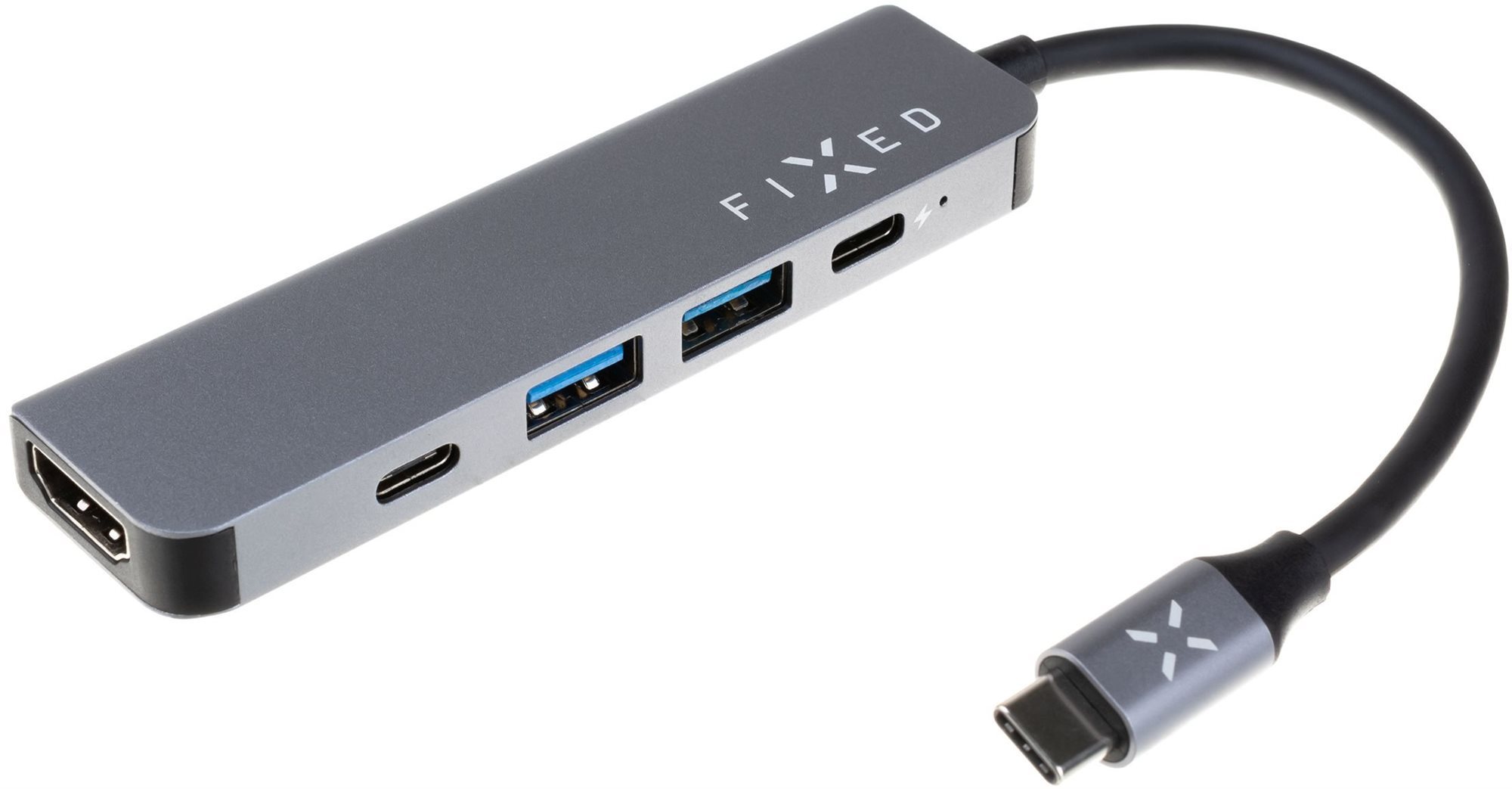 FIXED HUB Mini 5V1 USB-C-vel laptopokhoz és táblagépekhez, szürke