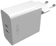 FIXED Travel s 2xUSB-C výstupom podpora PD 65W biela - Nabíjačka do siete