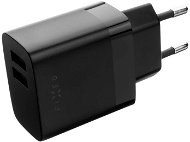 FIXED Smart Rapid Charge töltőfej, 2× USB kimenet, USB/USB-C kábel, 1 m, 17 W, fekete - Töltő adapter