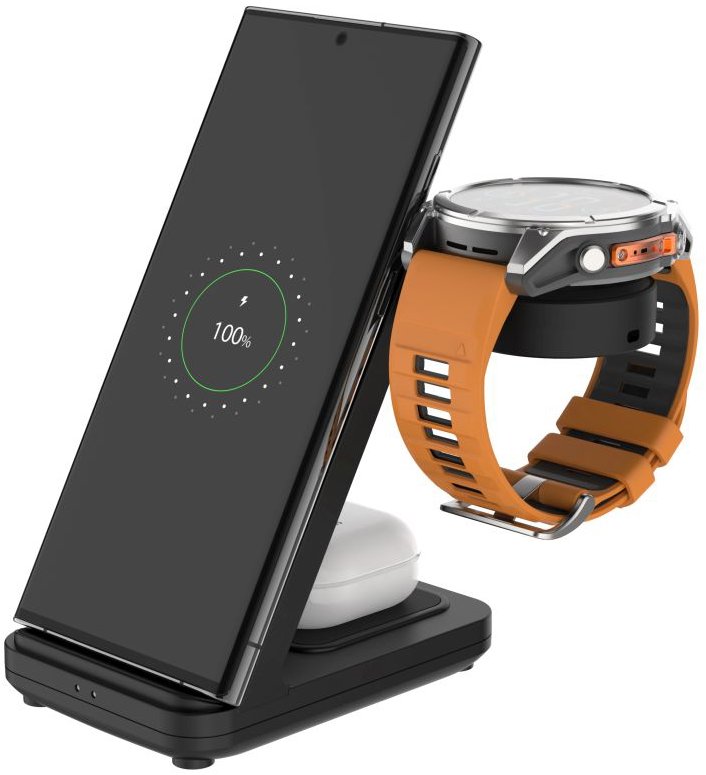 FIXED Powerstation Garmin töltőállomás, vezeték nélküli, 3 eszközhöz, fekete