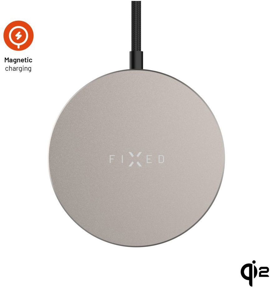 FIXED MagPad Slim Vezeték nélküli töltő, MagSafe kompatibilis, Qi2, 15 W, titán