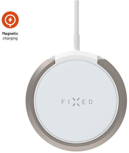 FIXED MagPad 2 s podporou uchytenia MagSafe a stojančekom 15 W biela - Bezdrôtová nabíjačka - Hlavný obrázok