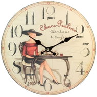 Bino Nástěnné hodiny Dáma v červeném - Wall Clock