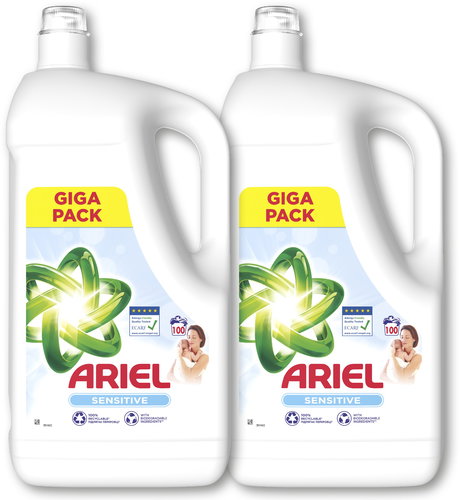 ARIEL Sensitive 2×5 l (200 washes) - Washing Gel - Main image