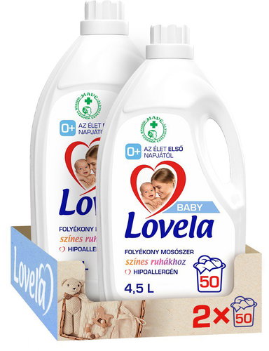 LOVELA Baby folyékony mosószer színes ruhákhoz, 2×4,5 l (100 mosás) - Mosógél - Fő fotó