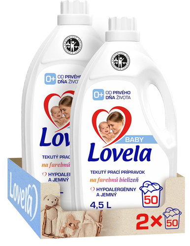 LOVELA Baby tekutý prací prípravok na farebnú bielizeň 2× 4,5 l (100 praní) - Prací gél - Hlavný obrázok