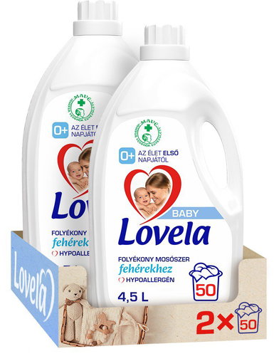 LOVELA Baby folyékony mosószer fehér ruhákhoz, 2×4,5 l (100 mosás) - Mosógél - Fő fotó
