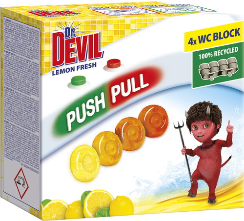 Dr. DEVIL Lemon Fresh 4 × 20 g - Toilet Block - Main image