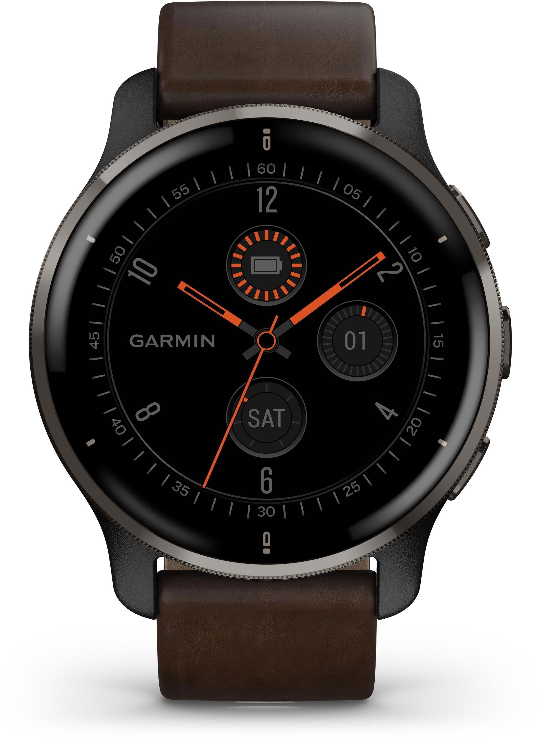 Garmin Venu 2 Plus Slate Brown Leather Band Smart Watch alza.hu