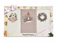 PRAKTIK Christmas tea towel gift set Bells, lantern and wreath, 3 pcs - Kitchen Towel