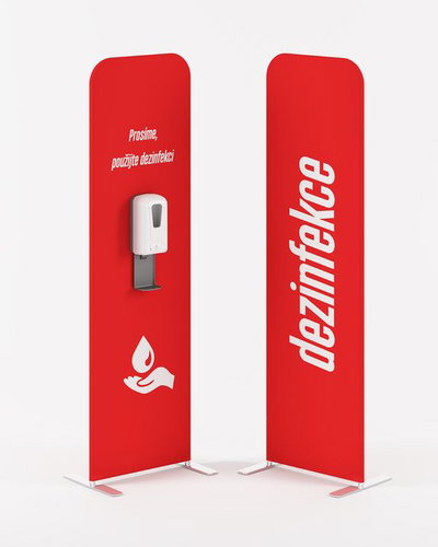 PREZENTA FLEXI RED with Contactless Dispenser for Liquid Disinfectant - Disinfection Stand - Main image