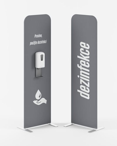 PREZENTA FLEXI GREY with Contactless Dispenser for Liquid Disinfectant - Disinfection Stand - Main image