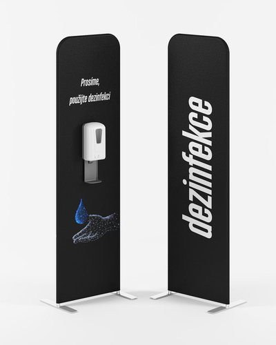 PREZENTA FLEXI BLACK with Contactless Dispenser for Liquid Disinfectant - Disinfection Stand - Main image