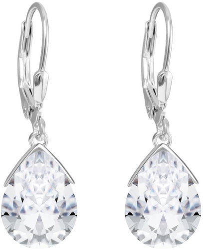 Preciosa Silver earrings Clematis with cubic zirconia, small - Earrings - Main image