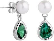 Preciosa Stříbrné náušnice Pure Pearl s říční perlou a kubickou zirkonií Preciosa, emerald - Náušnice