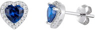 Preciosa Silver Earrings Velvet Heart, heart with cubic zirconia Preciosa, sapphire - Earrings