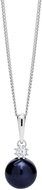 Preciosa Silver pendant with Tonga chain with black river pearl and cubic zirconia Preciosa - Necklace