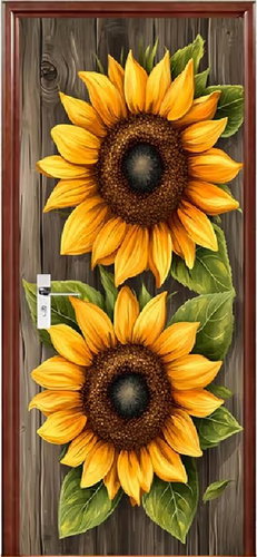 Predator Q1 Self-adhesive wallpaper 2D on the door, sunflower decoration - Self-Adhesive Wallpaper - Main image