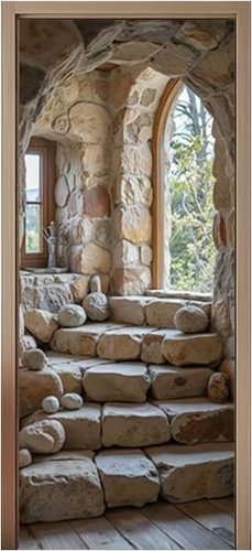 Predator Q1 Self-adhesive 2D photo wallpaper for doors, with stone look - Self-Adhesive Wallpaper - Main image