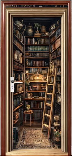 Predator Q1 Self-adhesive 2D wallpaper for doors, library mural - Self-Adhesive Wallpaper - Main image