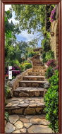 Predator Q1 Self-adhesive 2D wallpaper for door, garden with stone path - Self-Adhesive Wallpaper