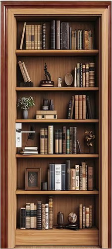 Predator Q1 Self-adhesive 2D wallpaper for doors, library, dark - Self-Adhesive Wallpaper - Main image